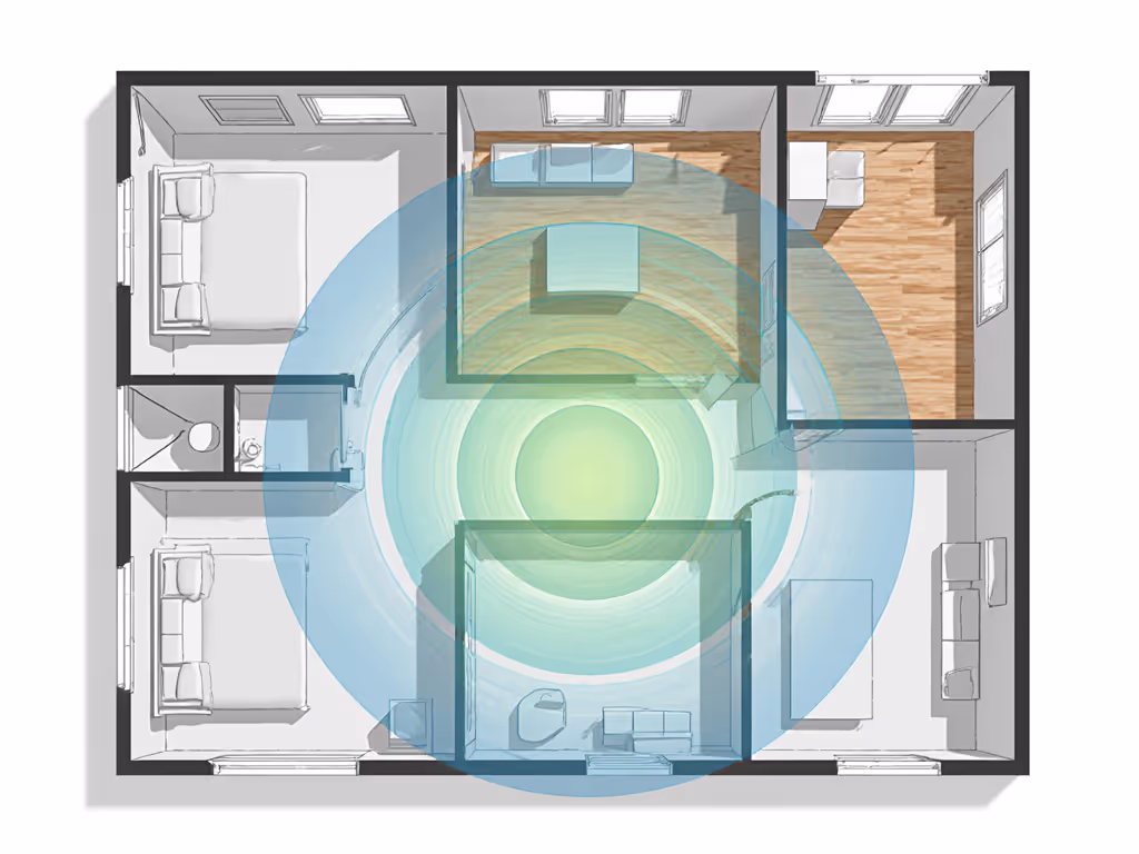 home floor plan with signal strength indicators