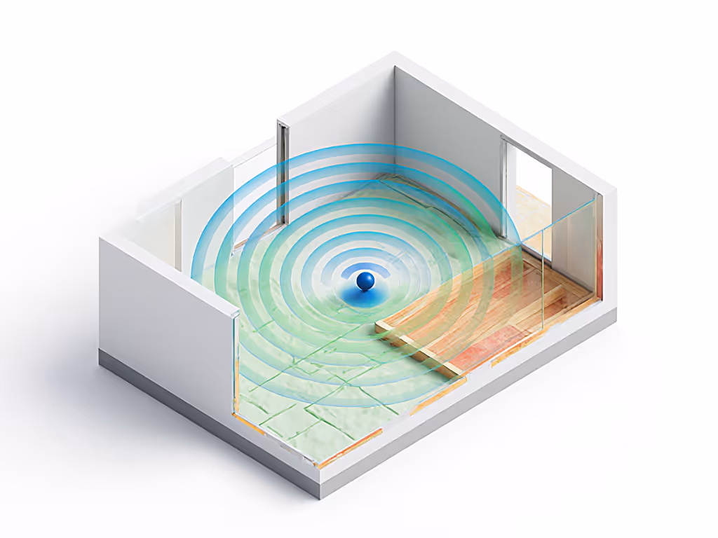 hellobaby_hb6550_real-world_range_map_showing_signal_stability_through_drywall_and_wood_framing